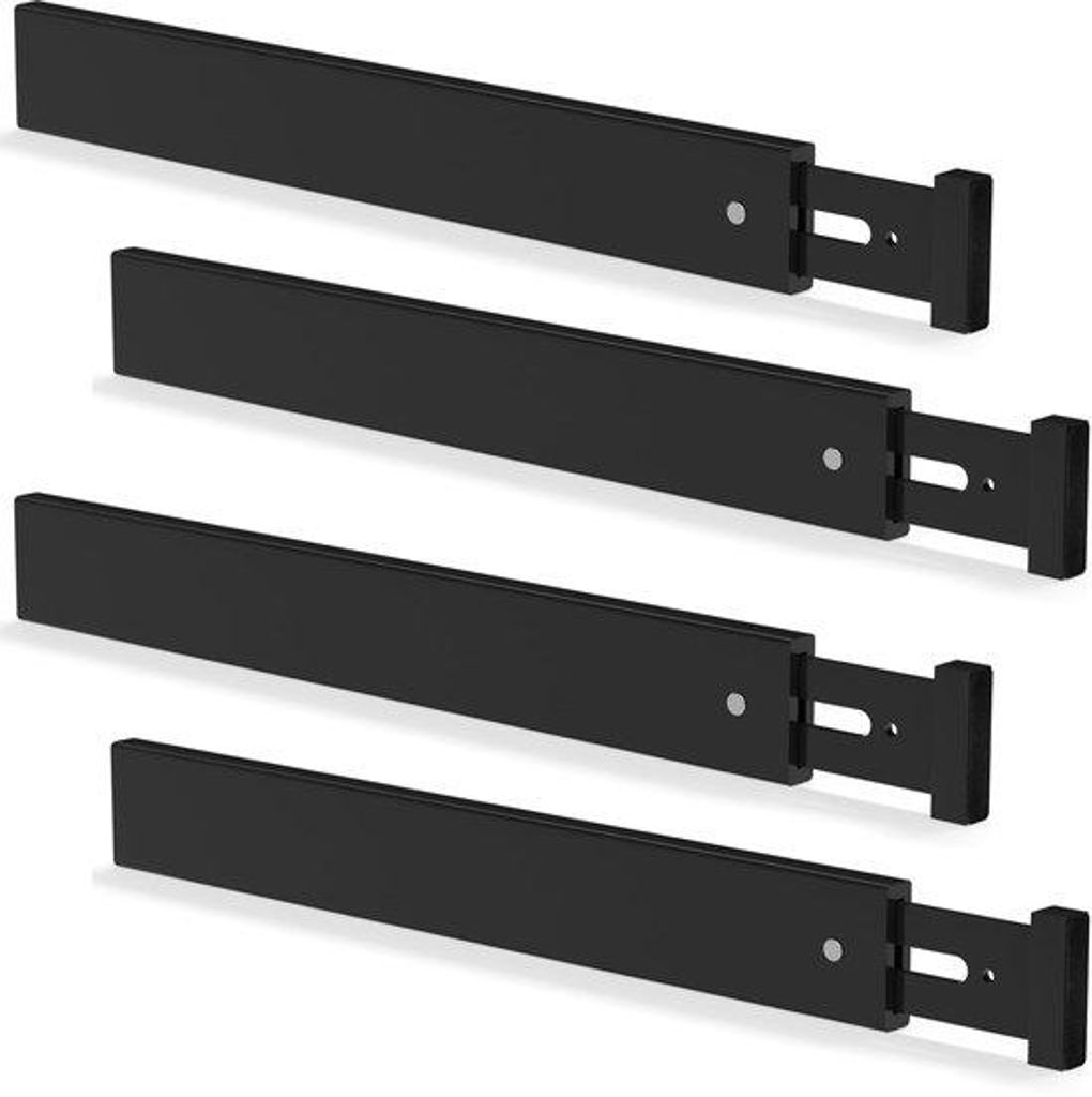 Bamboo-Ladeverteilers-Set, 4-teilig, verstellt, 44-55 x 1,5 x 5,7 cm, schwarz, Küchenladehalter, Küchenorganisation