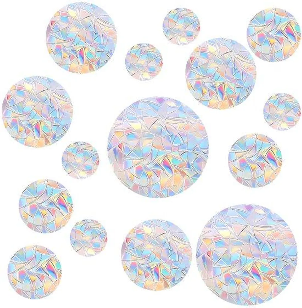 Stickers Protection Oiseaux Ronds à Effet Prisme - Lot de 52 Pièces