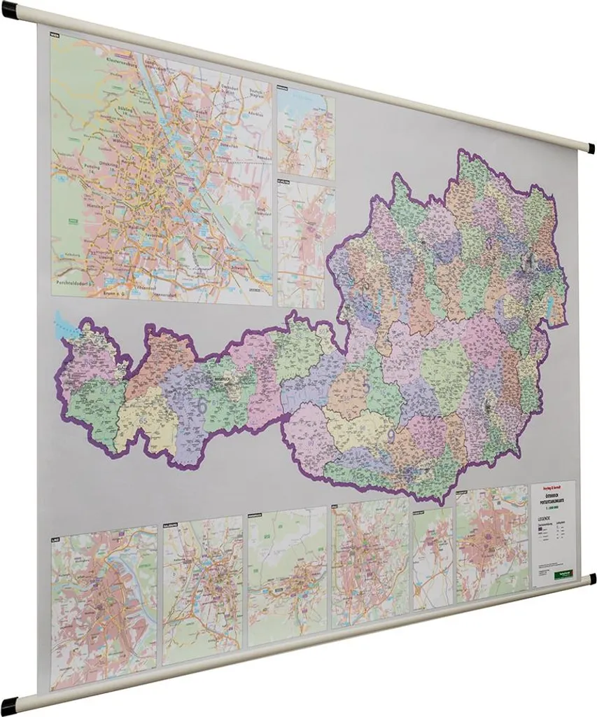 Carte postale Autriche 1:500.000 plan mural des codes postaux