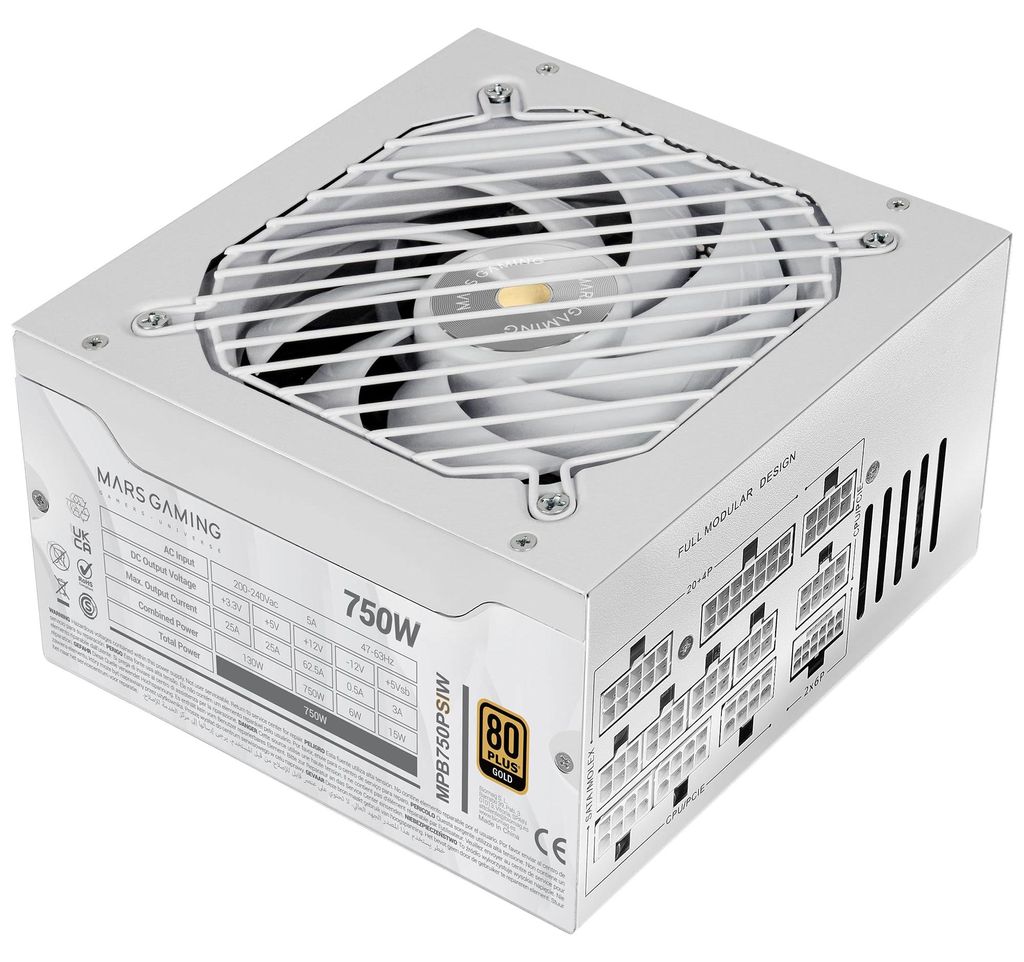 Mars Gaming MPB750PSI, 750 W, 200 - 240 V, 47 - 63 Hz, 5 A, Productafbeelding 