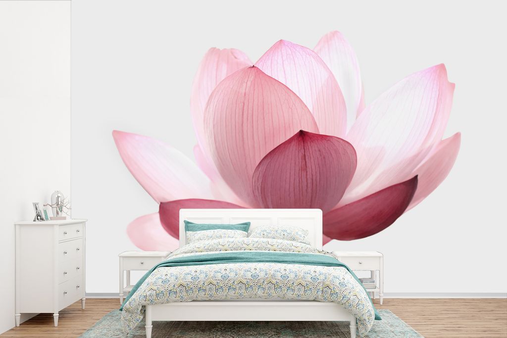 MuchoWow Fototapete für Wohnzimmer oder Schlafzimmer Wandtapete Vinyl Motivtapete Blumen - Rosa - Natur - Botanisch - 450x300 cm - Gemusterte