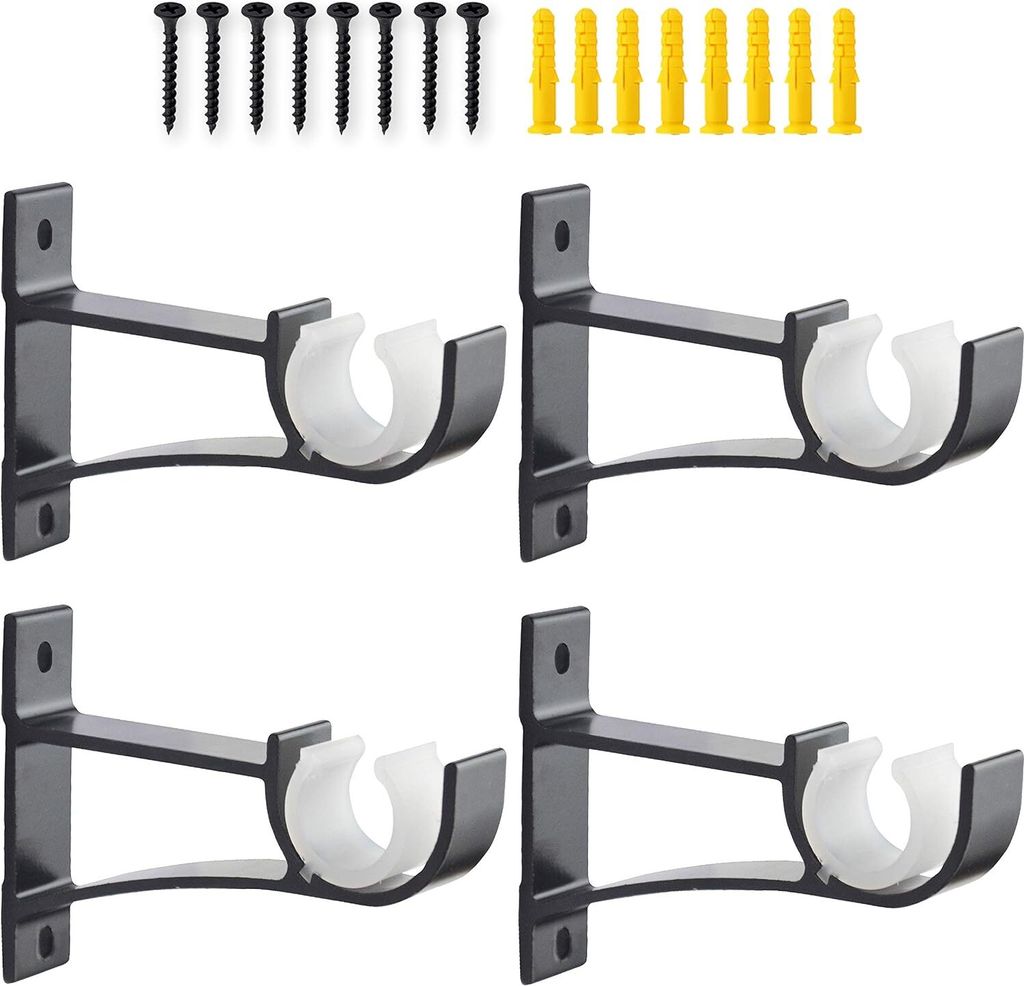Set mit 4 Halterungen für Tringle und Rideau Simples aus stabilem Aluminium für Tringle und Rideau (Schwarz)