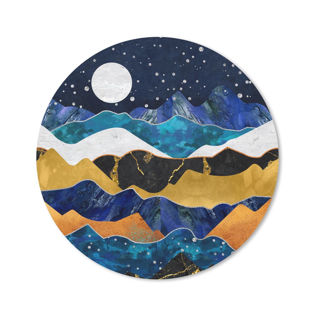MuchoWow Mauspad Mousepad Nacht - Gold - Marmor - Abstrakt - Landschaft - Berg 20x20 cm - Mousepads - Maus Mat - Pad - Mausunterlage - Schreibtis...
