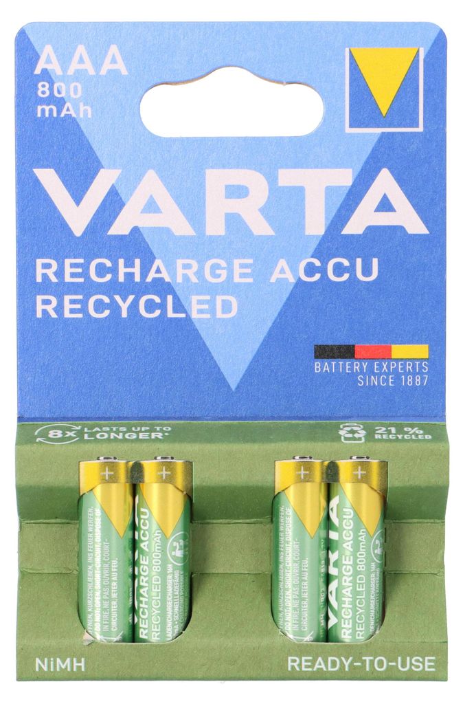 Varta Akku RECHARGE Recyklované AAA HR03 800mAh 4St. Obrázek produktu 