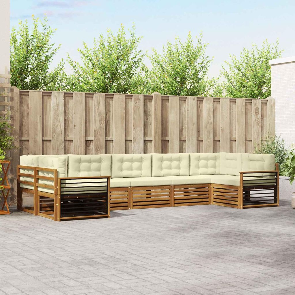"Neues Produkt" Sofagarnituren - CLORIS - Terrassen-Sofa - 7 pcs - Natur und Creme Massivholz Akazie - Modern Gartensofas V1594