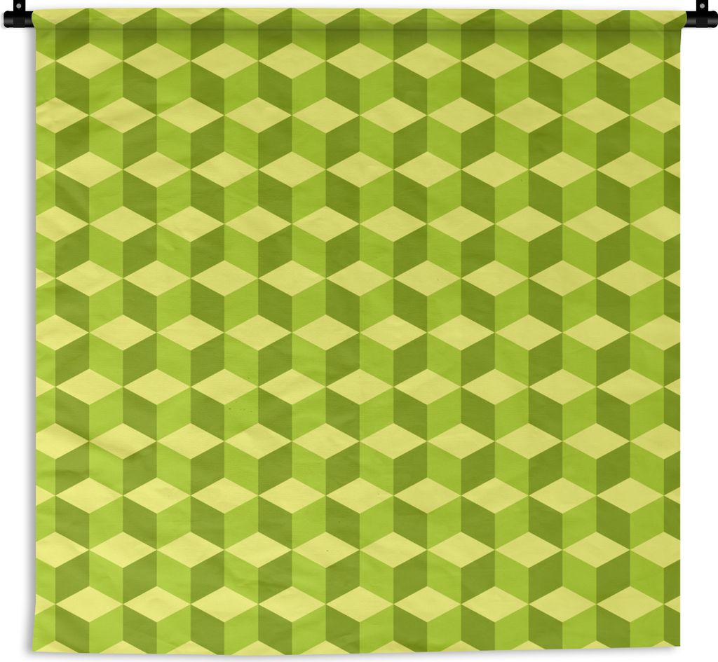 MuchoWow Wandteppich Wandbehang Muster - Grün - Blöcke 150x150 cm Tapisserie Dekoration Wandtuch - Wohnaccessoires - Modernes