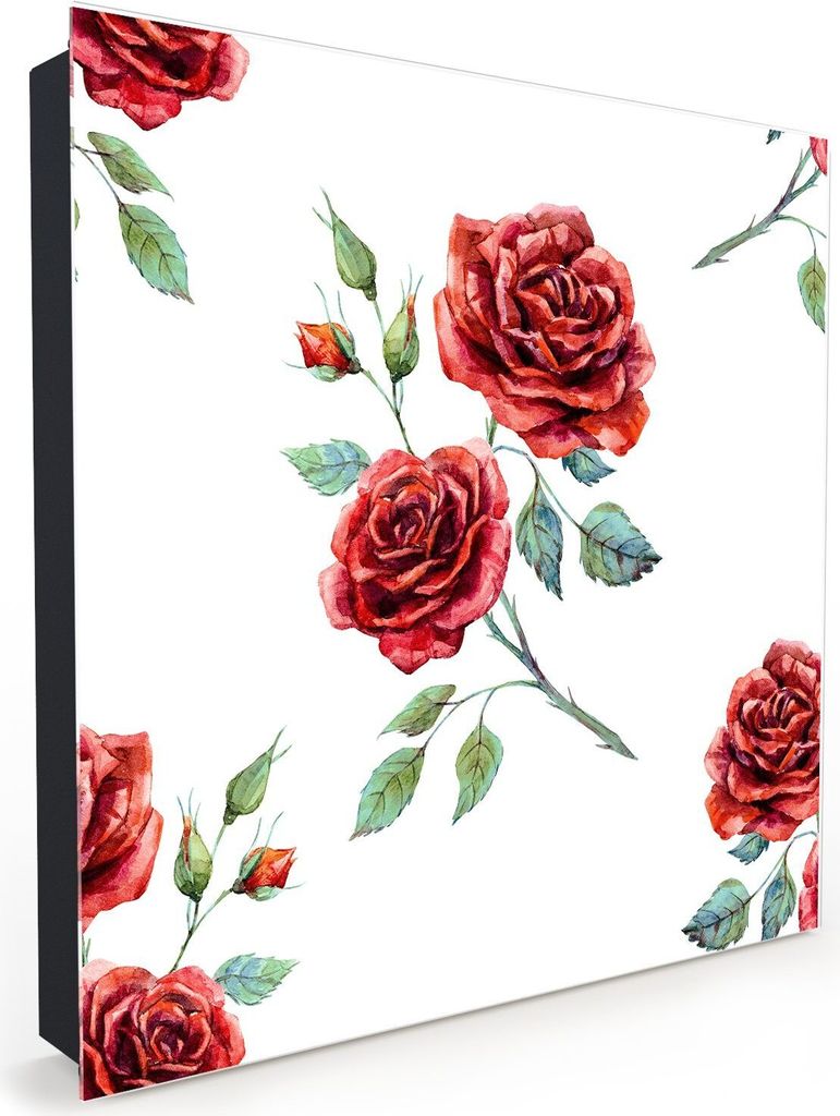 Nachbildung-Schlüsselkasten, Magnetpinnwand und Memoboard mit Glasfront Motiv Schöne Muster Rosen