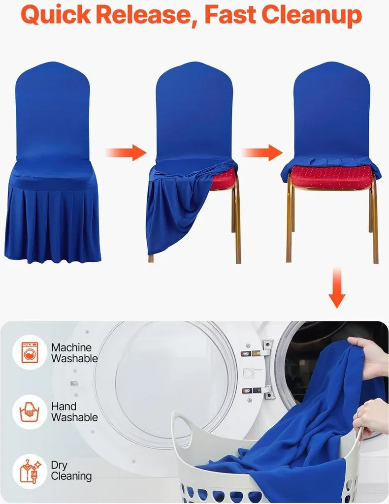 Offerta 30 Coprisedie Elasticizzati Blu | Poliestere per Eventi - 5