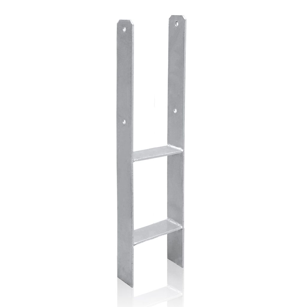 H-Anker 121 mm Pfostenanker Pfostenschuhe Feuerverzinkt fuer Carport verzinkter Pfostentraeger fuer Kanthoelzer 12x12 cm (Ohne Schrauben)