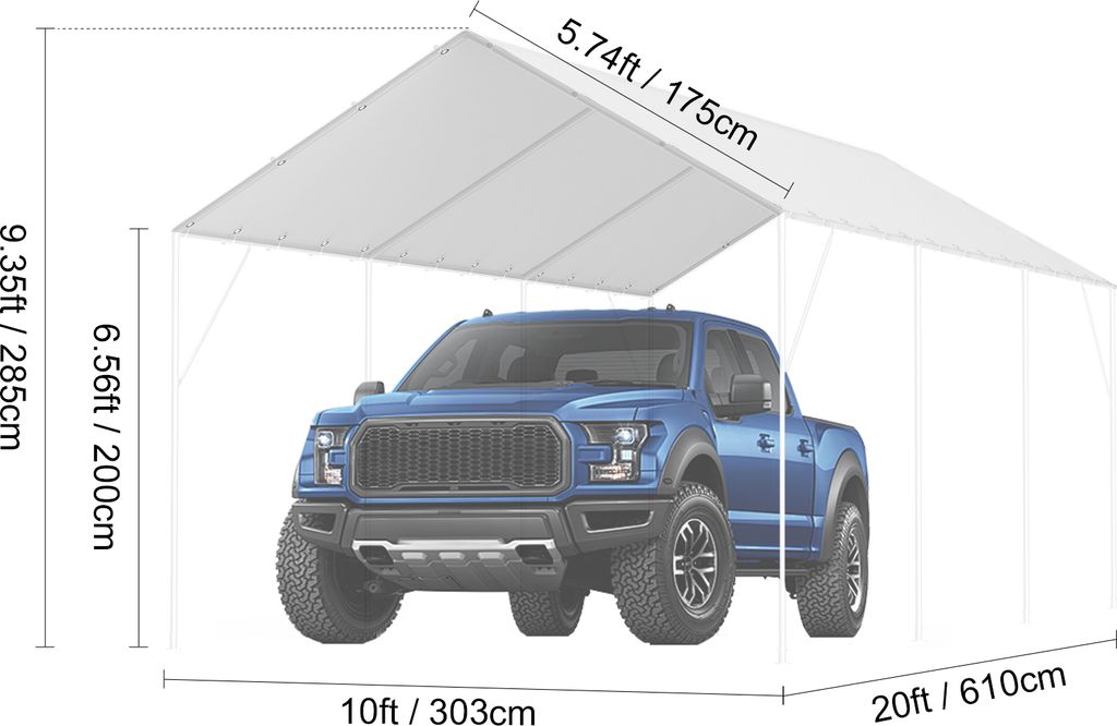 VEVOR 6 x 3 m garážový stan, garážová střešní plachta, Obrázek produktu 8