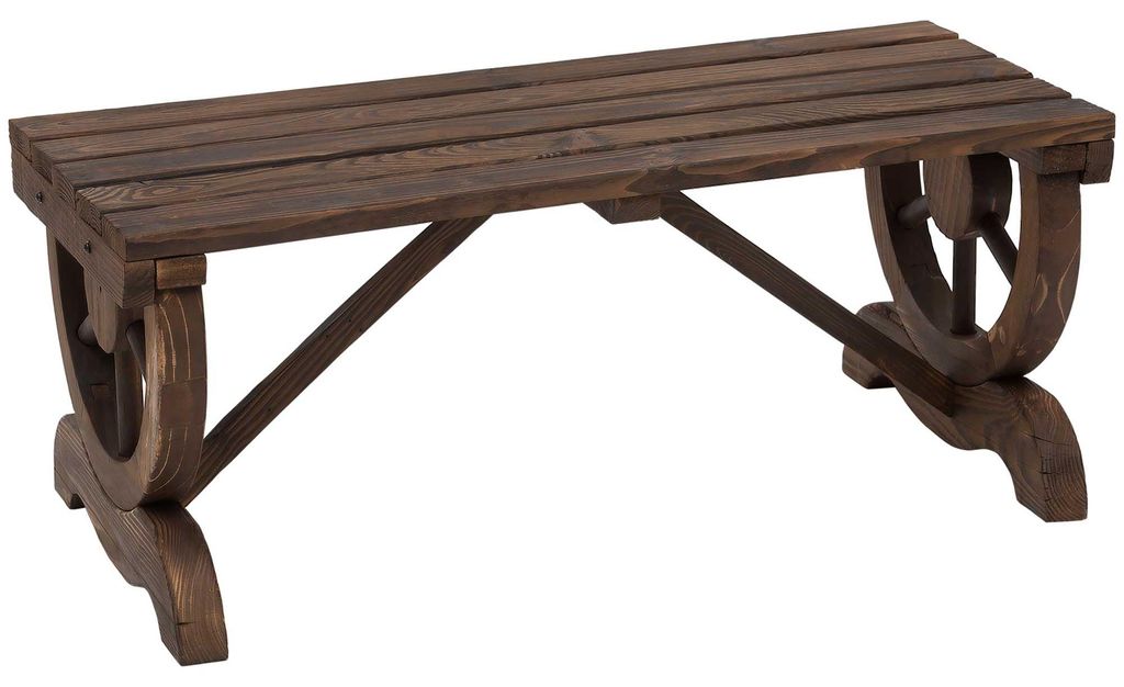 Gartenbank Holz wetterfest 98 x 50 x 39,5 cm, rustikale Sitzbank für Gartenmöbel, langlebig & stilvoll,