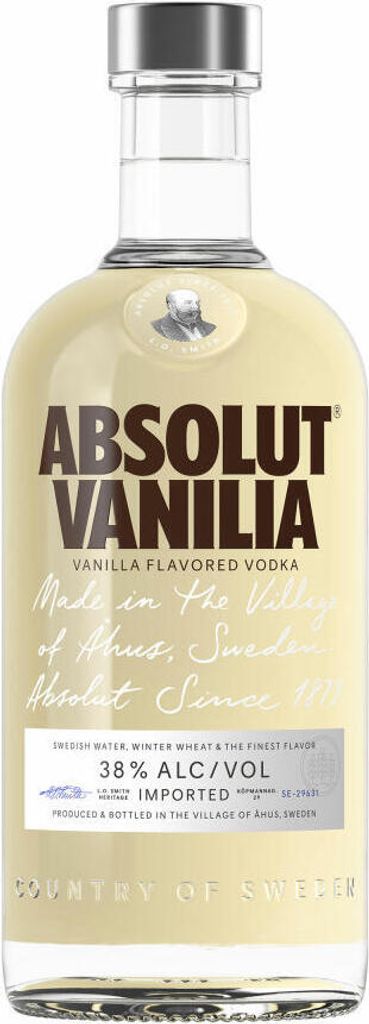 Absolut Vodka Vanilia, Wodka mit Vanillearoma, Spirituose, Produktbild 