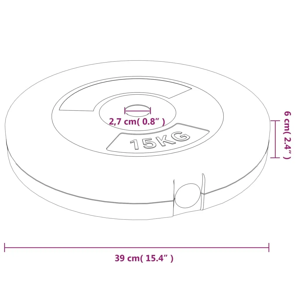 Paires de disques 15 kg pour musculation vidaXL kit 30 kg fitness maison - 6