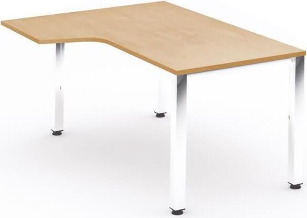 Schreibtisch Executive L-Form links BxTxH 160x120x73cm Gestell verchromt Platte Melamin buche.