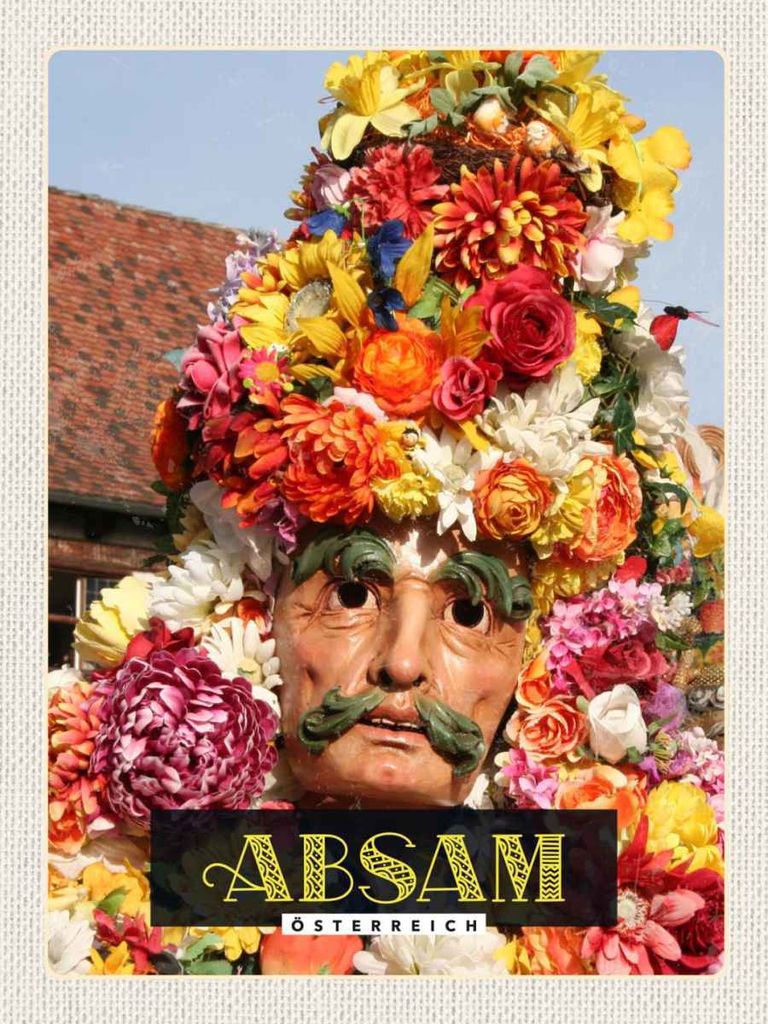 vianmo Holzschild 40x30 cm Absam Matschgerer Karneval Umzug Tirol Bildmotiv Reisemotiv Abenteuer Reisen