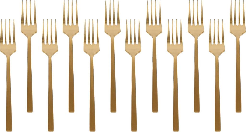 Kuchengabeln aus Edelstahl – 15 cm – Gold – 12er-Pack Produktbild 