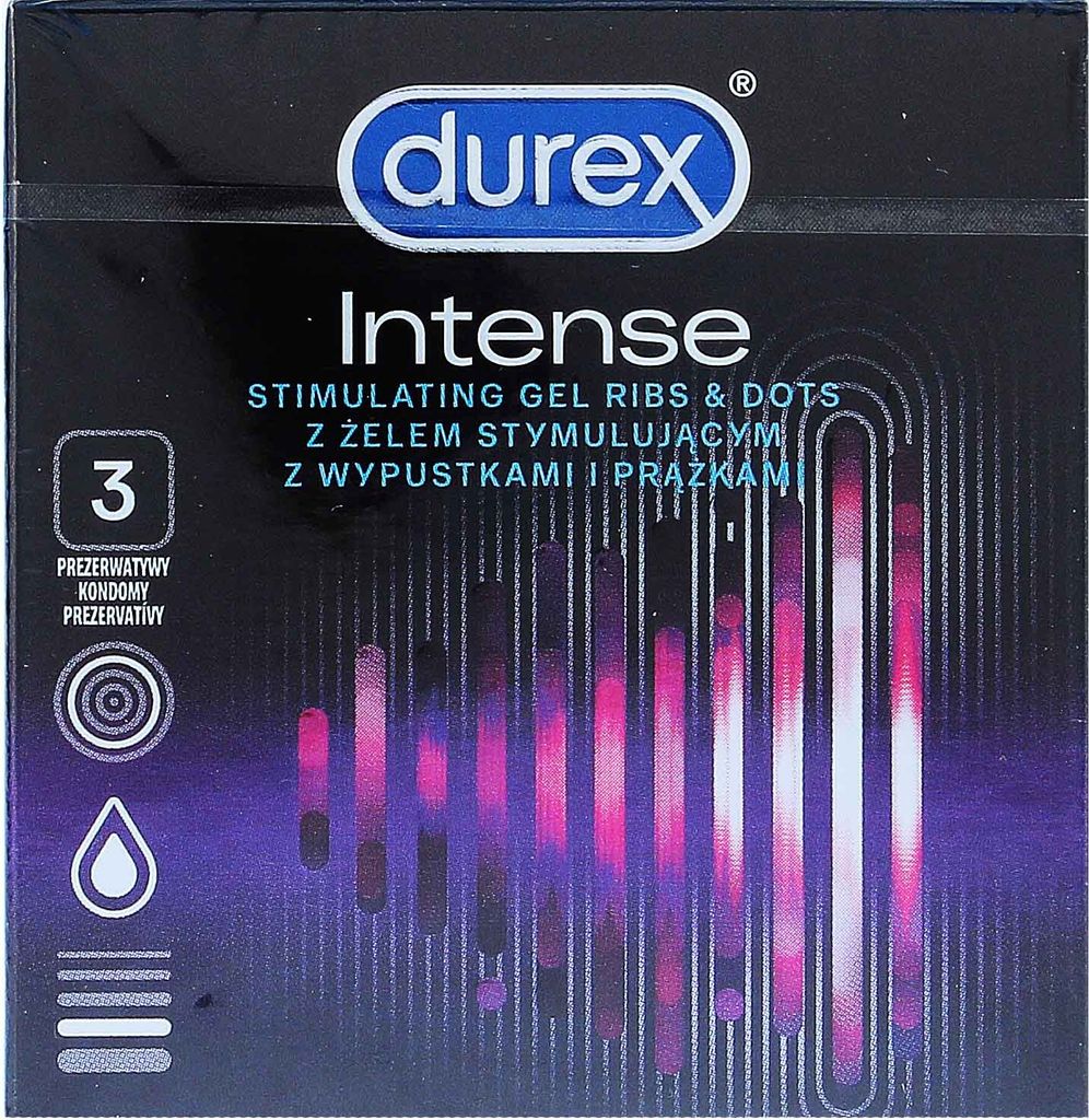 Durex Intense, Männliches Kondom, Gerippt & gepunktet, Produktbild 