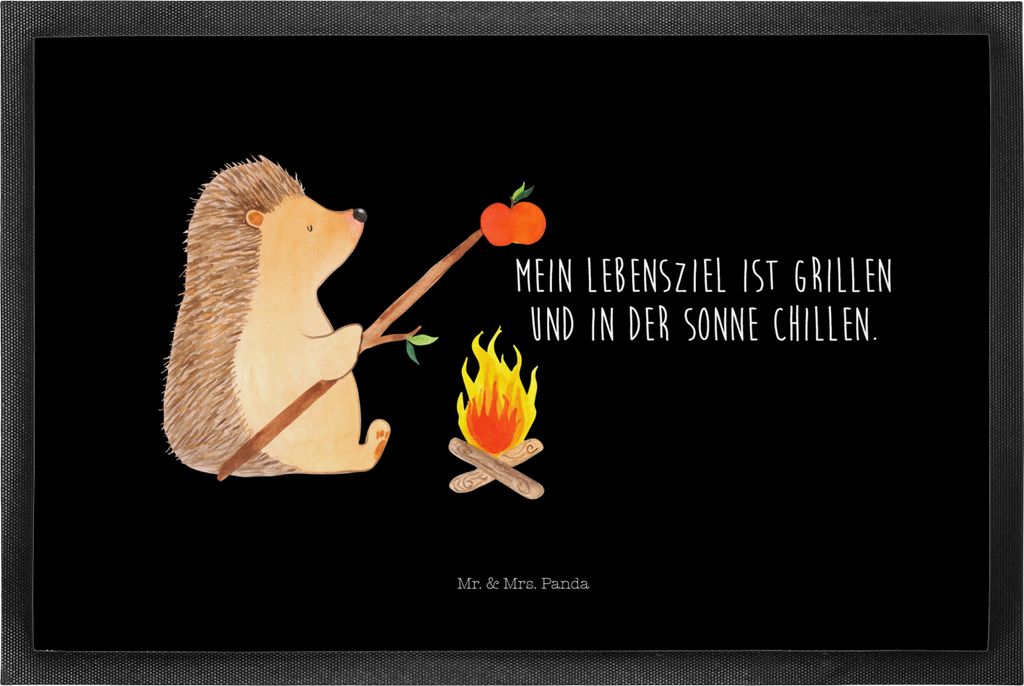 Mr. & Mrs. Panda fußmatte Igel Grillen 50 x 75 cm - Schwarz - Geschenk, Schmutzmatte, abstreifer, Sinn Des Lebens, Ziele, Motivation, Schmutzfangm...