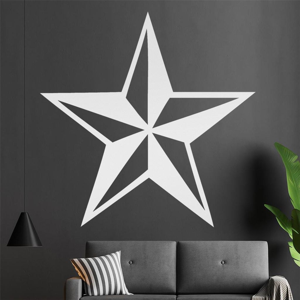 nautischer Stern Wandtattoo in 6 Größen - Wandaufkleber Wall Sticker - Dekoration, Küche, Wohnzimmer, Schlafzimmer, Badezimmer