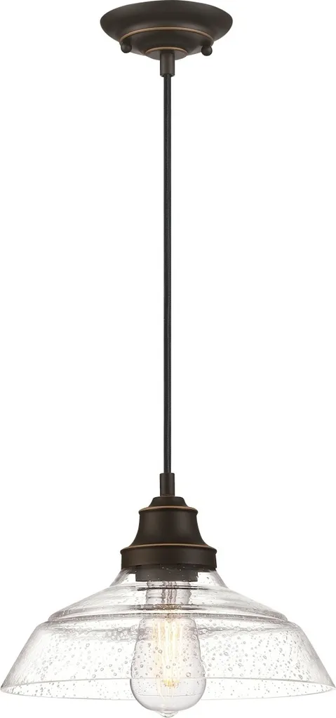Lustre suspension vintage Iron Hill en bronze avec abat-jour en verre