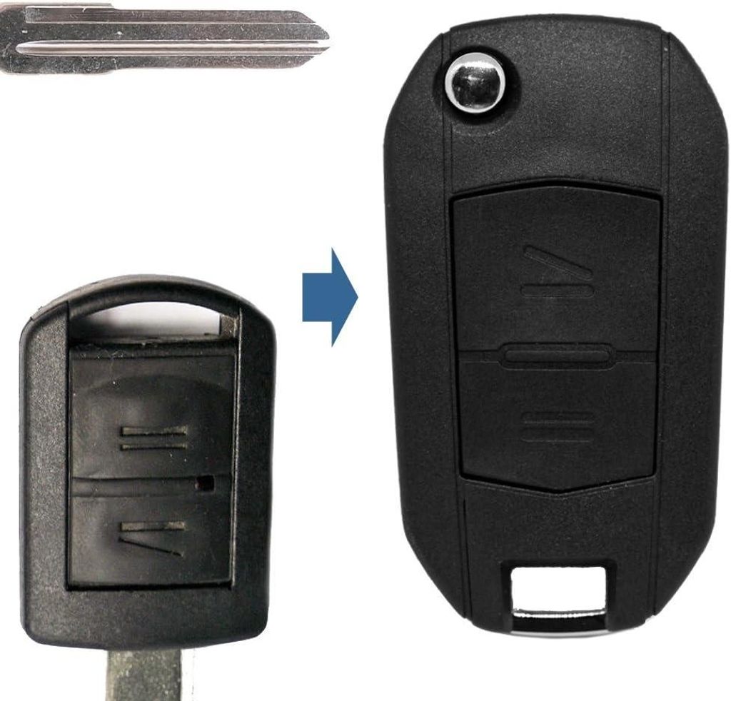 Gehäuse Schlüssel Transformator 2 Tasten Flip HU46 Kompatibel mit Opel – Corsa C, Meriva A, Tigra B, Combo