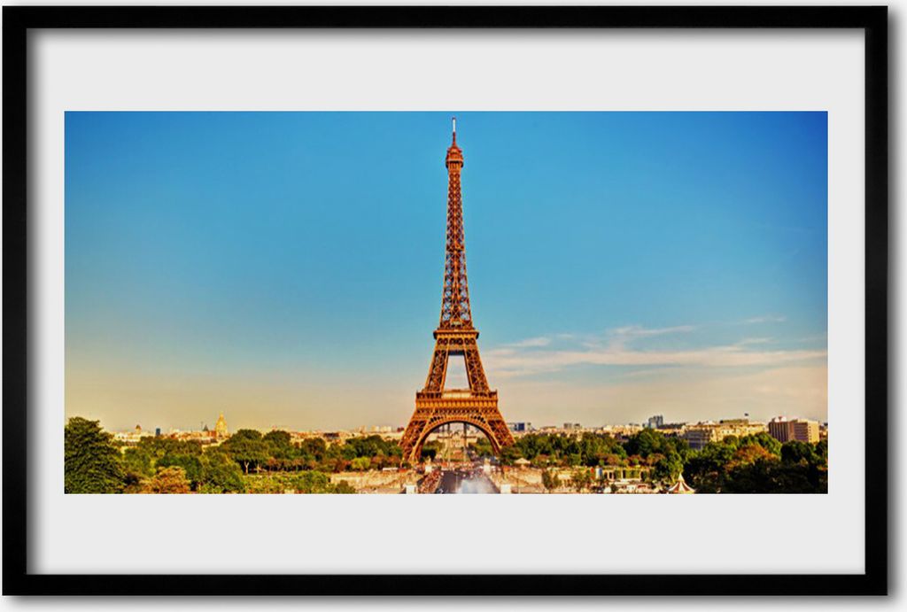 Bild 60x40 MDF-Rahmen Wandkunst Eiffelturm Paris-Stadt