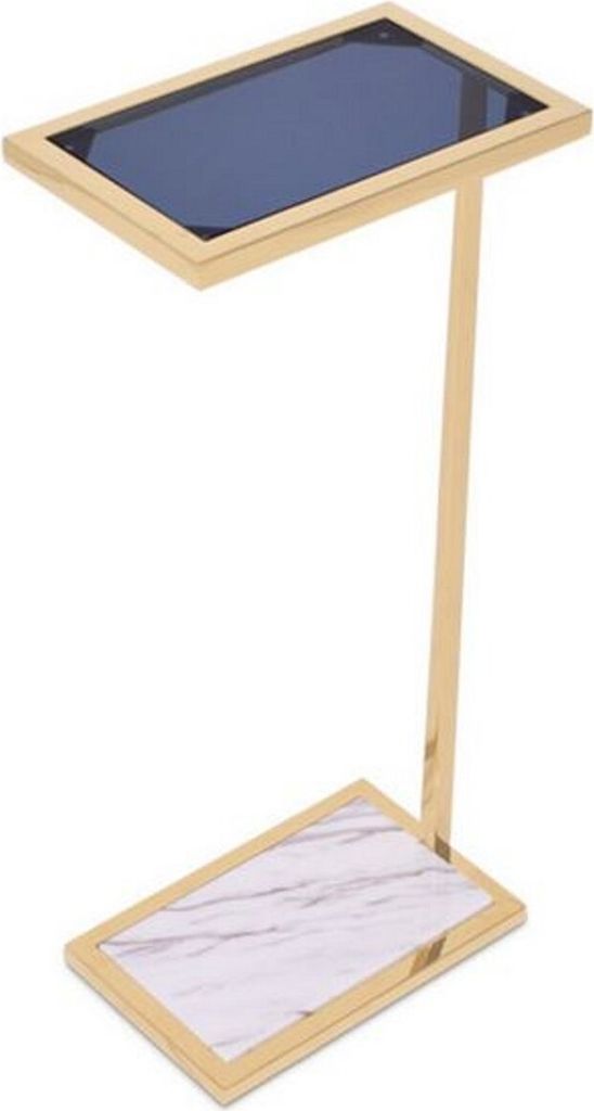 Casa Padrino Luxus Beistelltisch Gold / Schwarz / Weiß 31 x 20 x H. 72 cm - Designermöbel