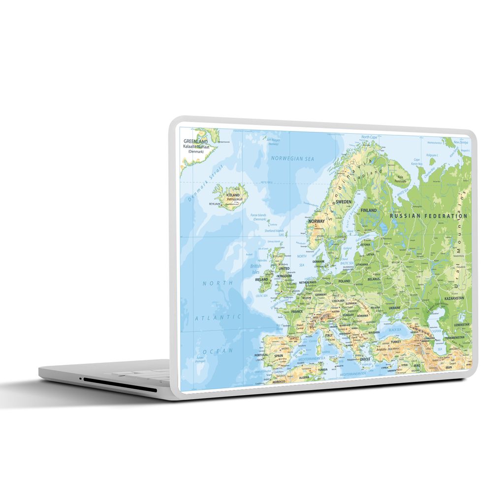 MuchoWow Laptop Aufkleber Sticker Cover Karte - Europa - Geographie 32.5x23.5 cm - Sticker für Laptop - Selbstklebend