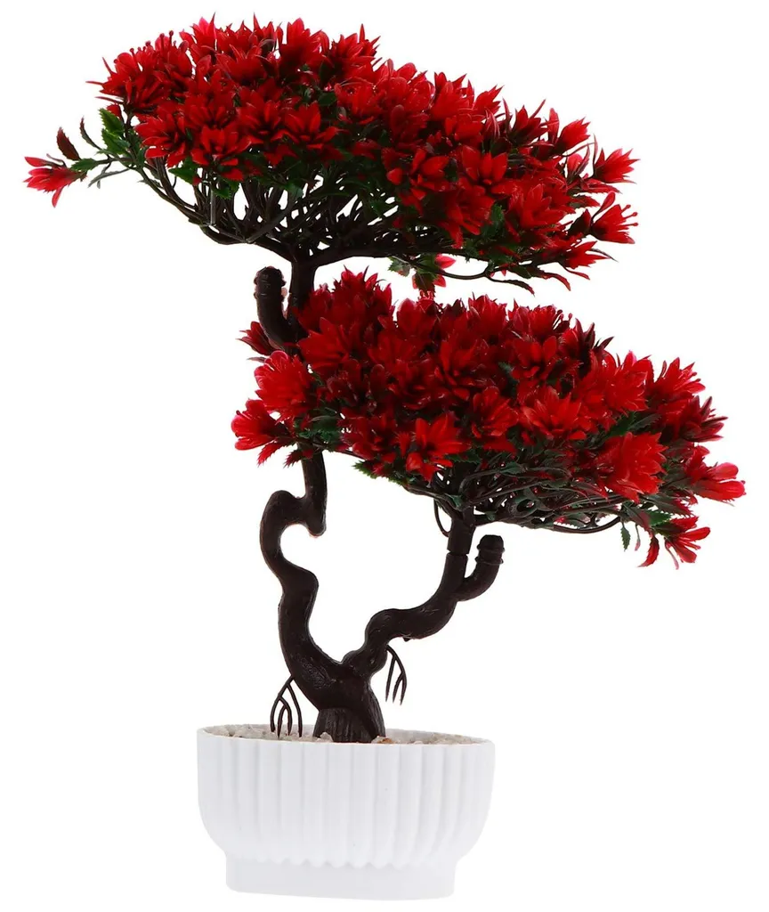 Bonsaï artificiel rouge réaliste 35cm pour décoration maison et bureau