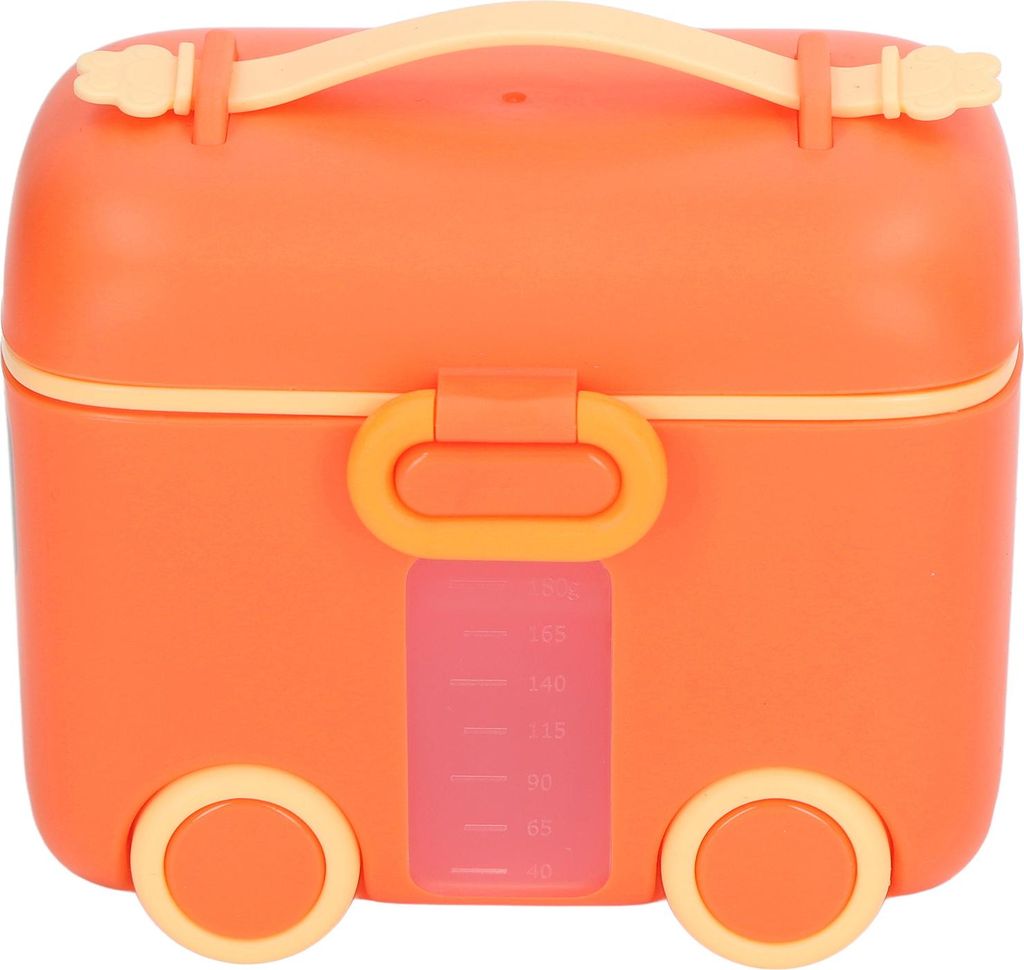 Baby-Reise-Milchpulverbox, sichere Versiegelung, feuchtigkeitsbeständig, tragbarer Aufbewahrungsspender mit Griff, rötlich-orange
