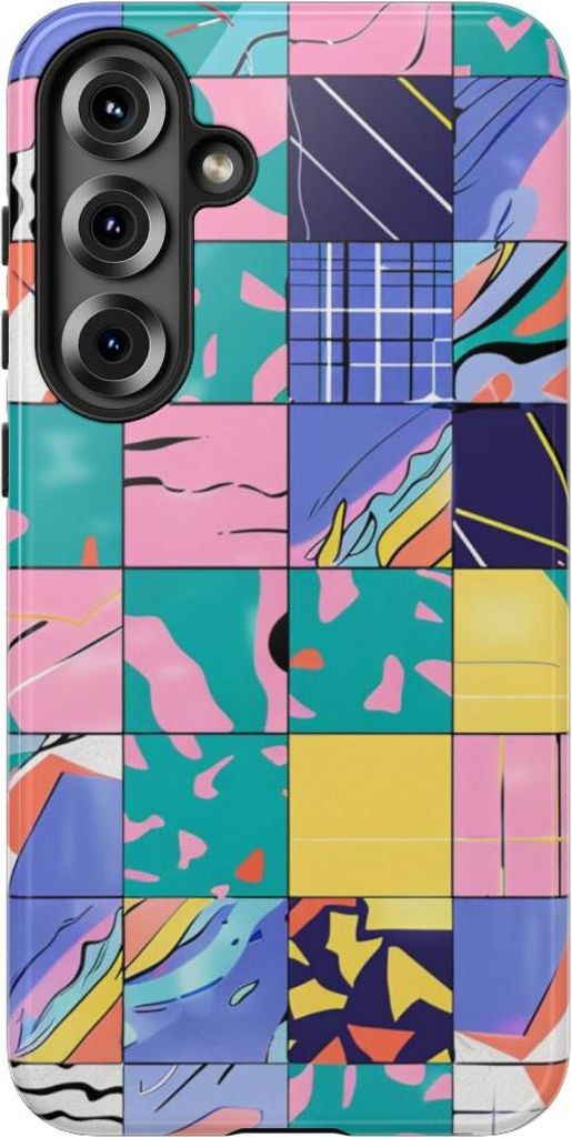 Buntes abstraktes Geometriemuster – Hülle Kompatibel mit Samsung Galaxy S25 Plus