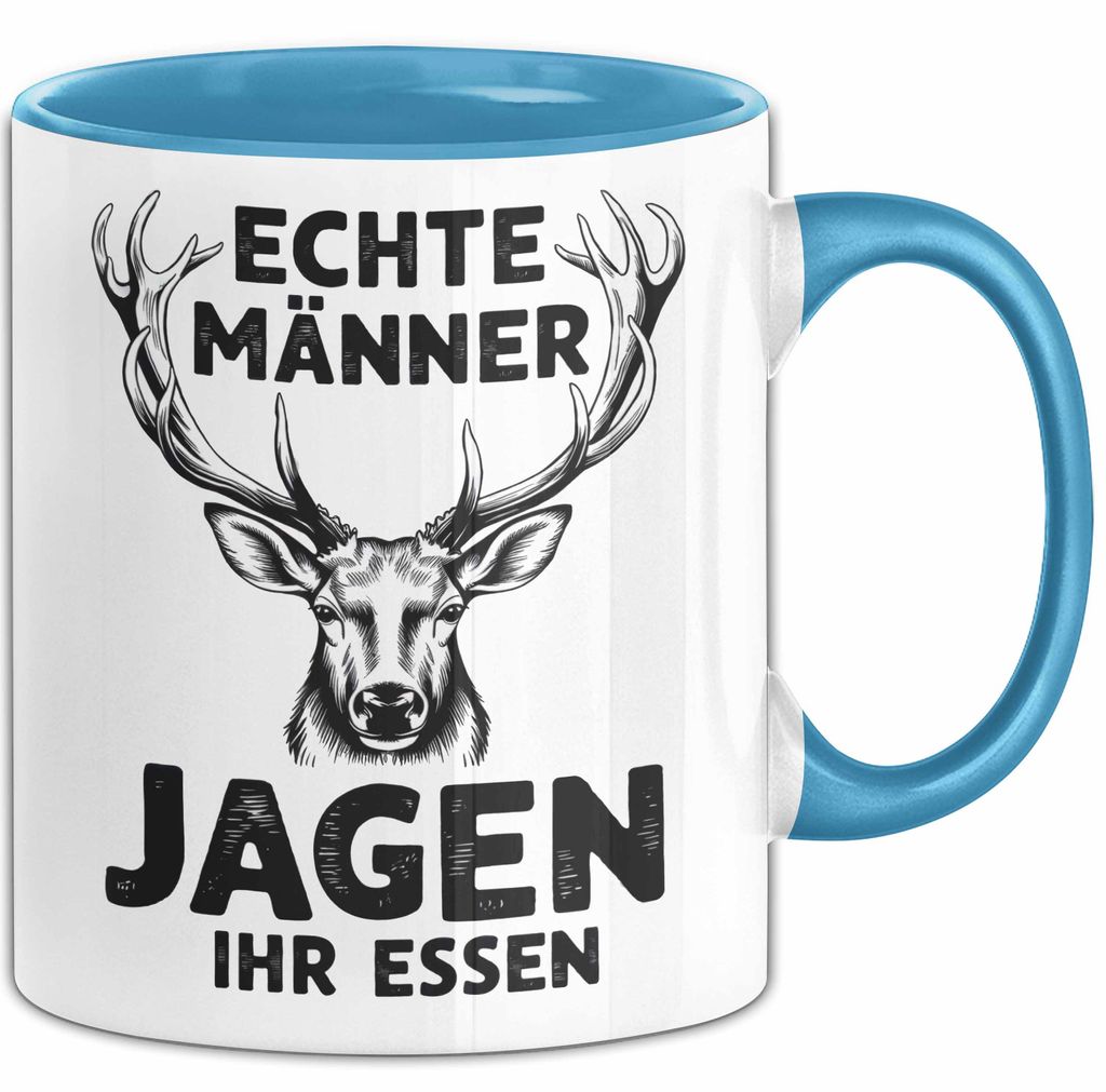 Hirschjäger Jagd Tasse Geschenk Echte Männer jagen ihr Essen (Blau)