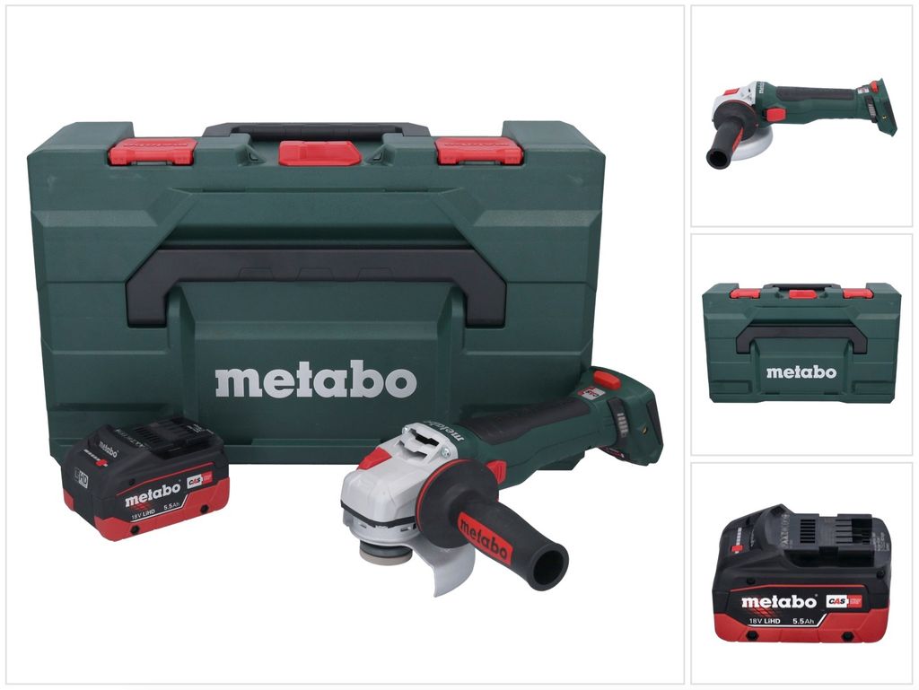 Metabo WB 18 LT BL 11-125 Quick Akku Winkelschleifer 18 V 125 mm Brushless + 1x Akku 5,5 Ah + metaBOX - ohne Ladegerät