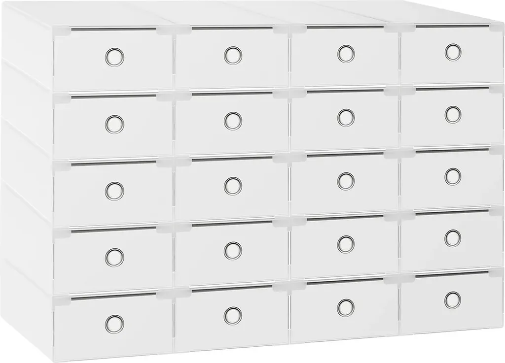 Set Scatole Porta Scarpe Trasparenti Bianche | Design Modulare - 1