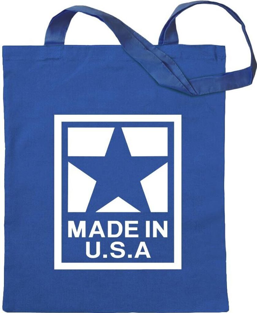 Kiwistar - Baumwolltasche - royalblau - USA Amerika - Tragetasche Stoffbeutel Umhängetasche Langer Henkel