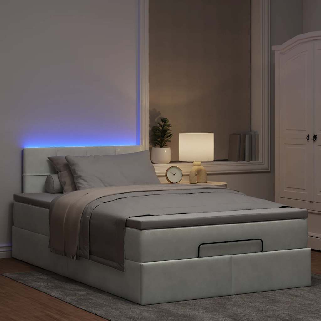 Maison Exclusive - Ottoman-Bett mit Matratze & LEDs Hellgrau 120x200 cm Samt