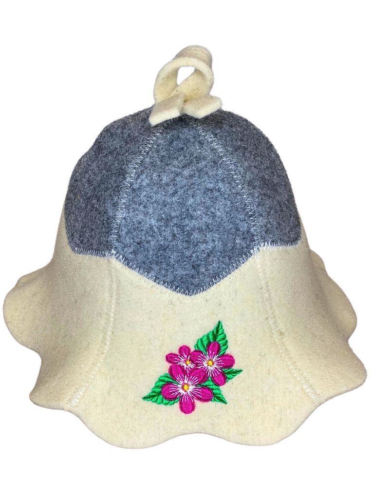 Cappello da sauna "Fiore" per donna in feltro di lana 100%, Immagine del prodotto 