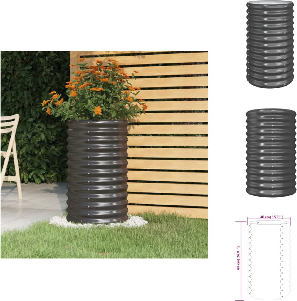 Jardinière haute en acier 40x40x68 cm anthracite pour fleurs et arbustes