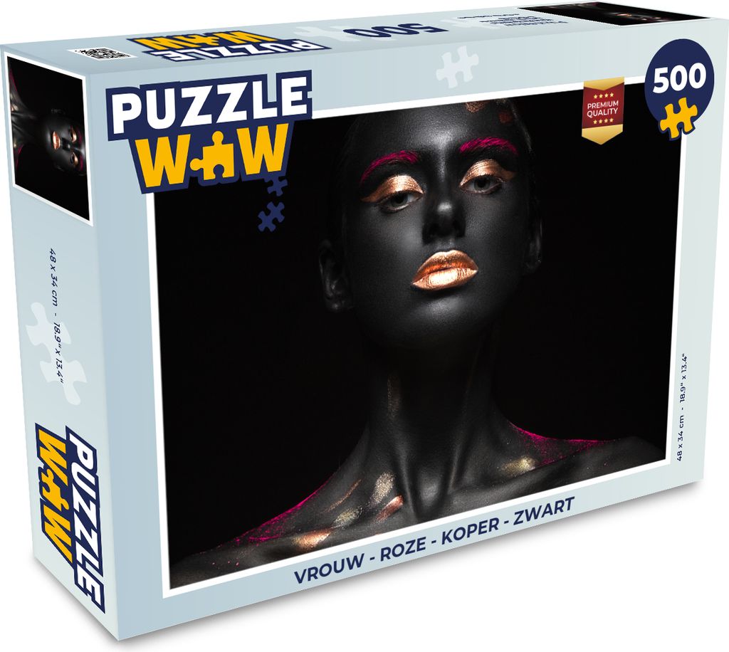 MuchoWow Puzzle 500 Teile Frau - Rosa - Kupfer - Schwarz - 500 Teile - Kinder - Selberbauen - Puzzlespiele