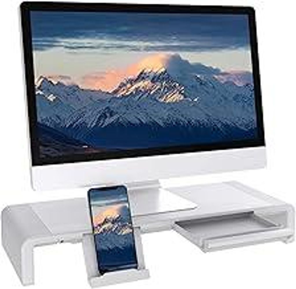 TATEGUARD Faltbarer Monitorständer Riser Computer Monitorständer mit Verstellbarer Breite kompatibel mit iM'ac Drucker Laptop mit Aufbewahrungssc...