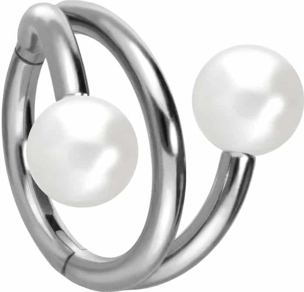 Ohrpiercing, Nasenpiercing, Septum Piercing Titan Segmentring Clicker mit Innengewinde 3 RINGE + 2 SYNTHETISCHE PERLEN Silber Innendurchmesser: 12m...