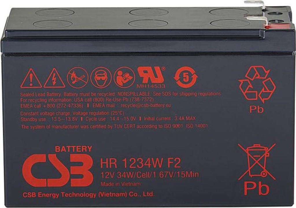Záložná batéria CSB HR1234W F2 12V, 9Ah, 130A Obrázok produktu 