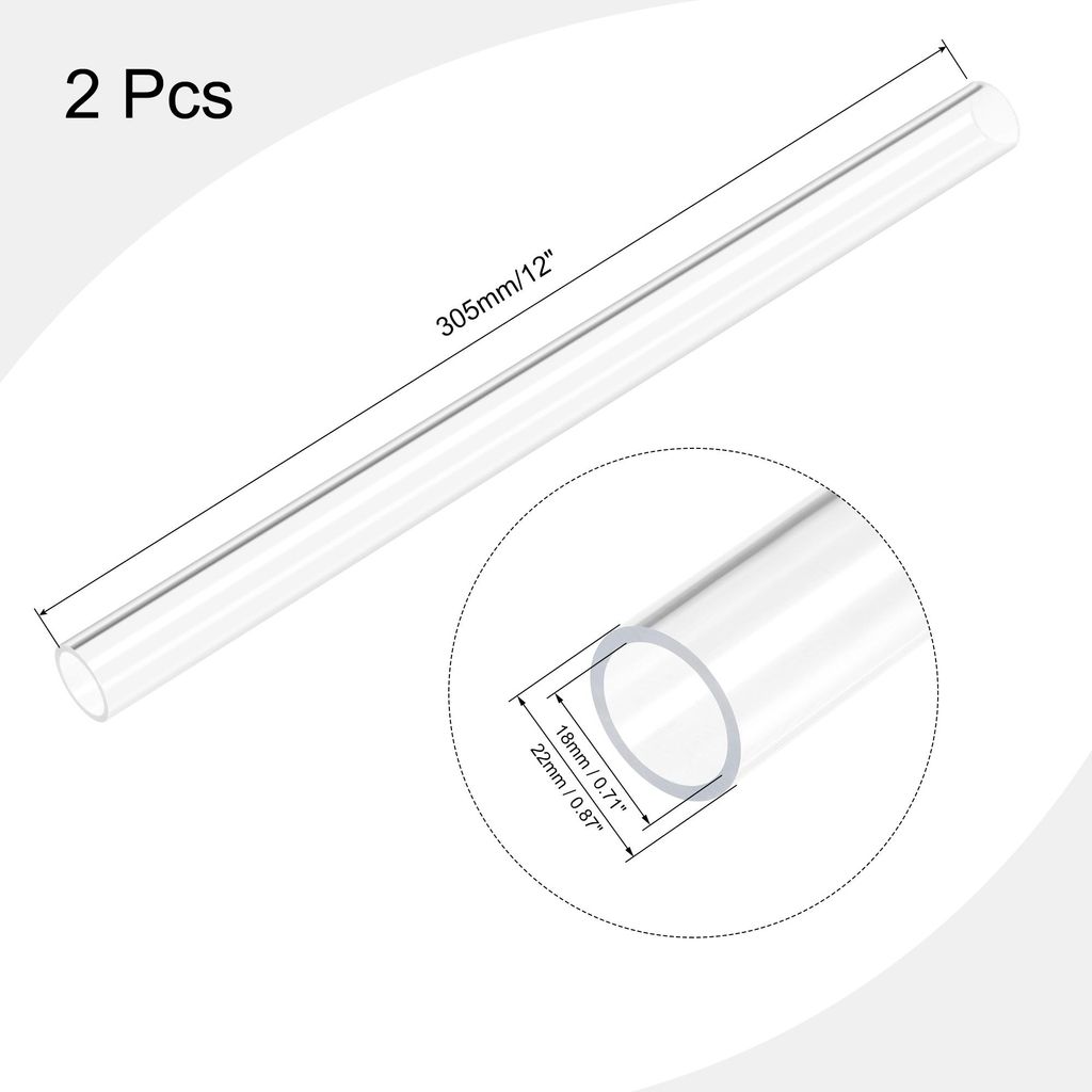PVC Transparent Rohr, Innendurchmesser 18mm Durchmesser 22mm L?NGE 305mm Acryl Kunststoffrohr fš¹r Lampenbau, Stehlampen, M?bel 2Stk.