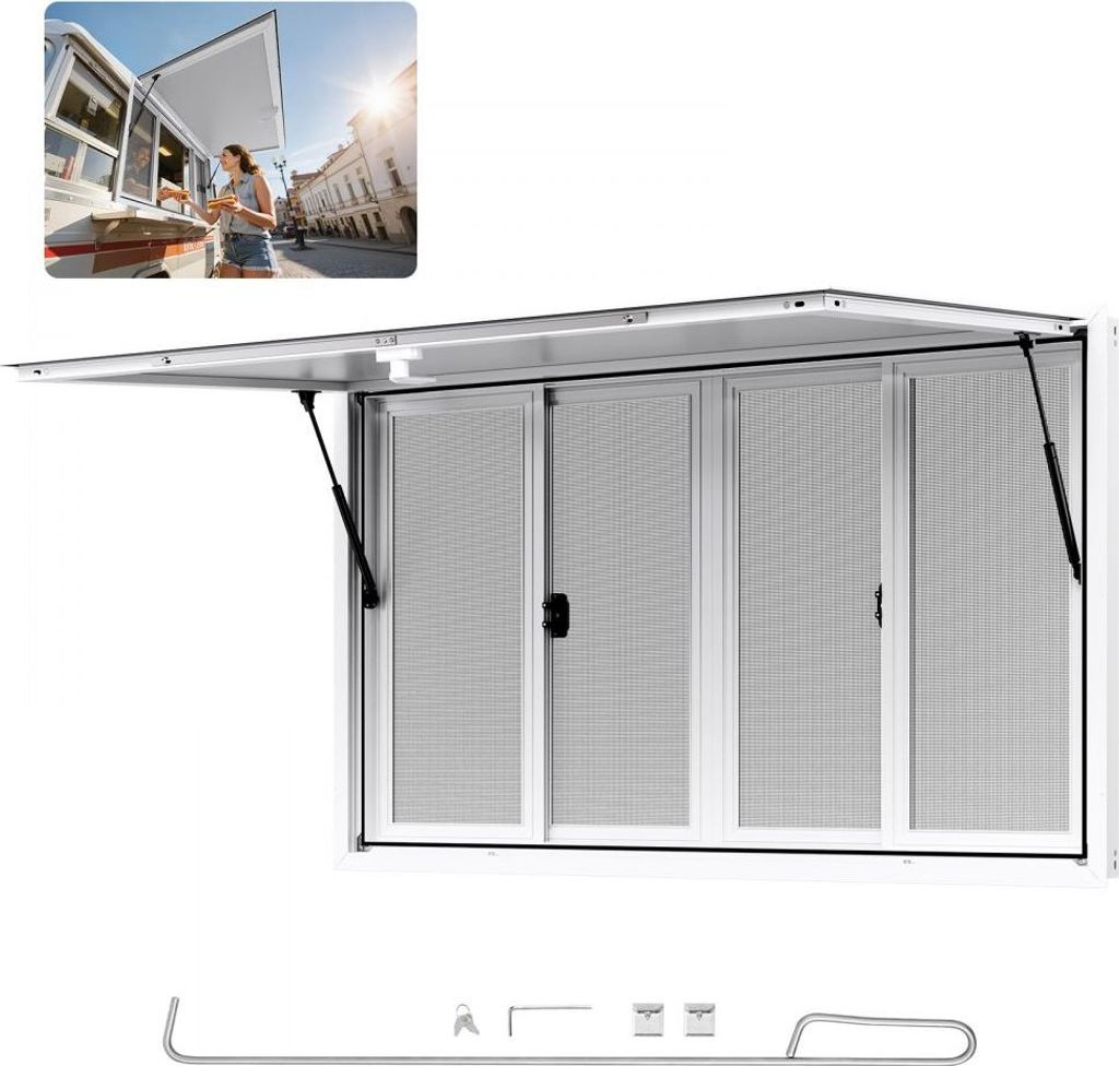 1524x915mm Imbissstand Servierfenster Markise - Imbisswagen-Servicefenster für Catering und Street Food