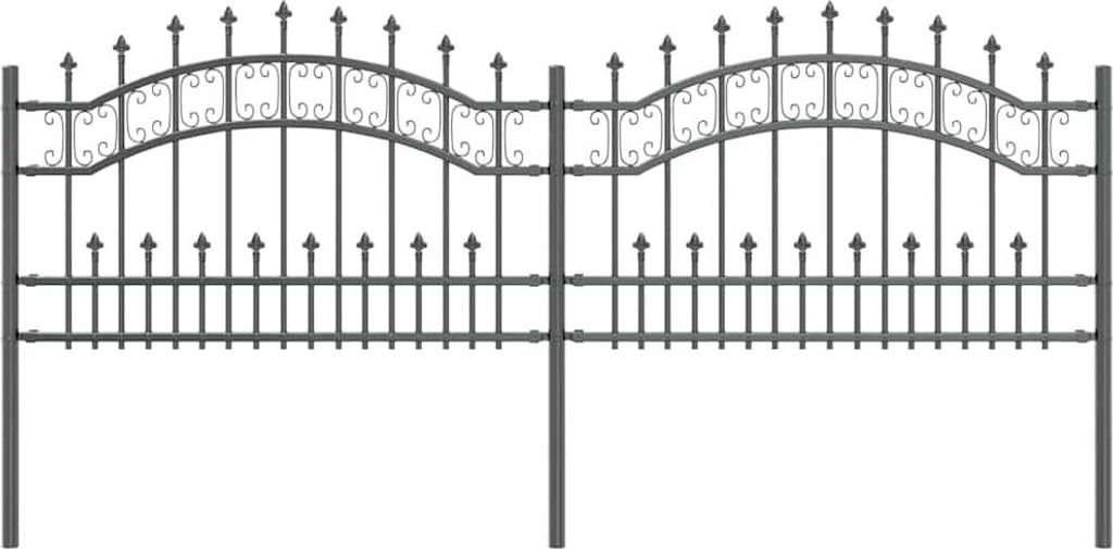 Clôture de jardin grise 240 x 118 cm en acier thermolaqué Image du produit 