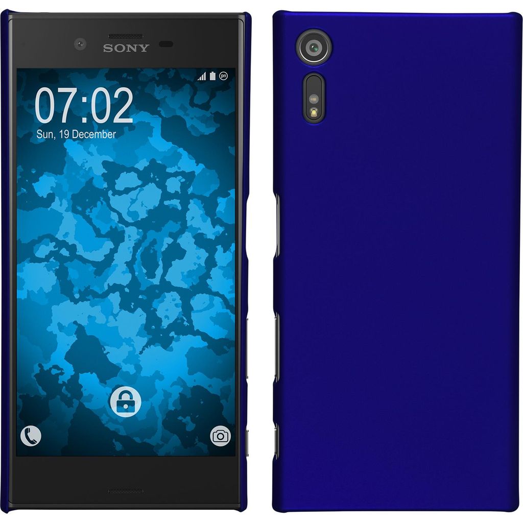 PhoneNatic Case kompatibel mit Sony Xperia XZ - Hülle blau gummiert Hard-case + 2 Schutzfolien