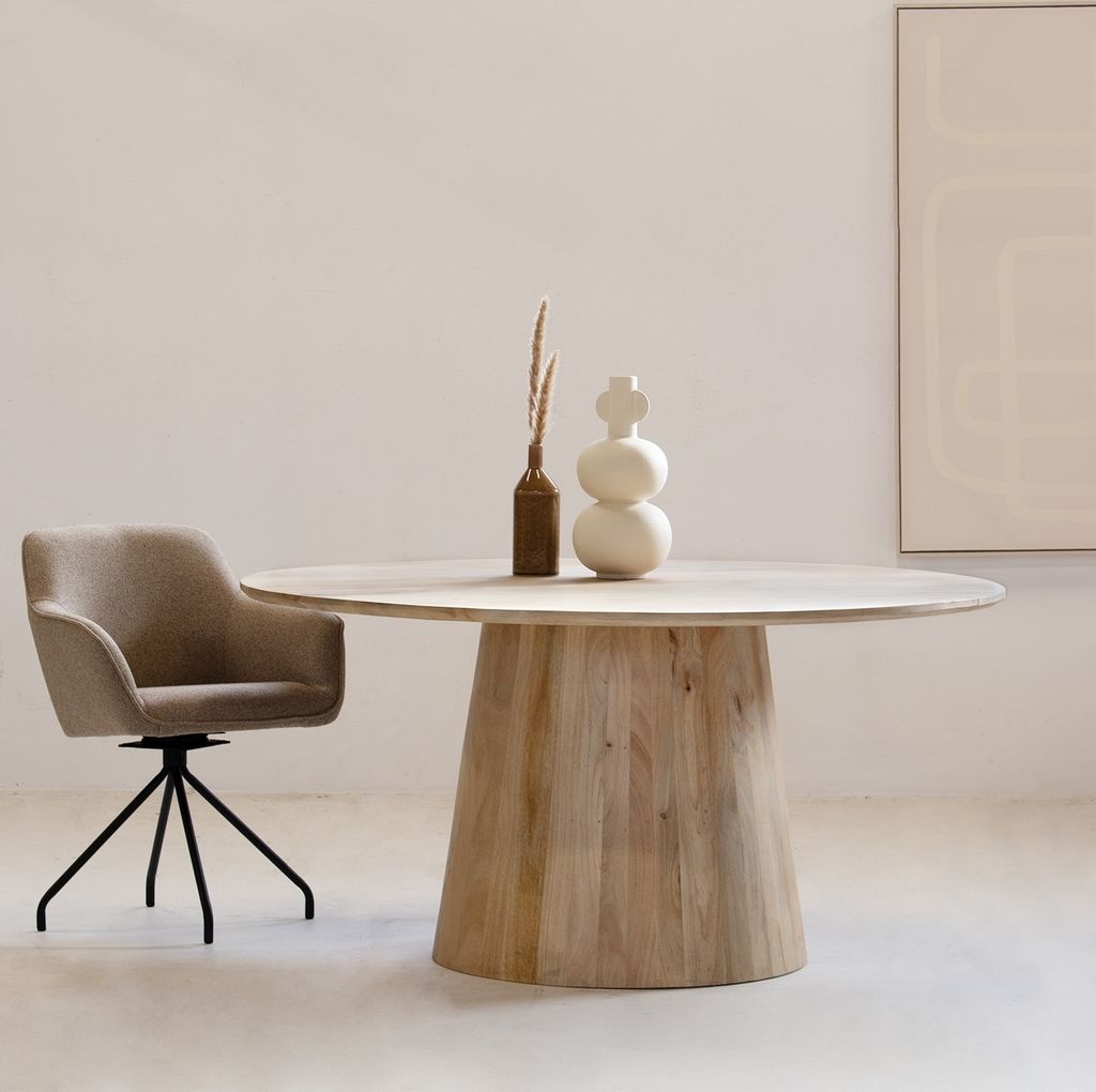Runder Esstisch - Natur - Mangoholz - 120cm - Esstisch Yasmijn - Giga Meubel
