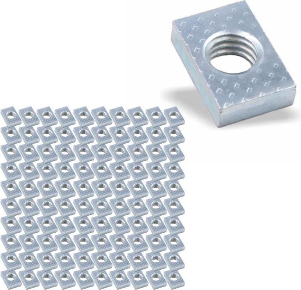 100x Nutenstein | Gewindeplatte 20x13x5 mm M8 Gewinde mittig | Stahl galvanisch verzinkt