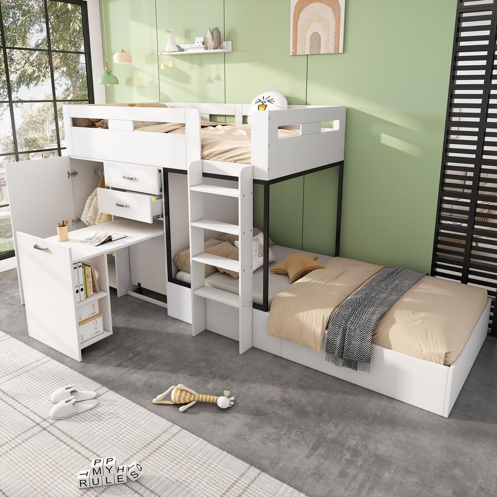 MODFU Lit Superposé 90x200 - Lit Enfant Multifonction avec Image du produit 