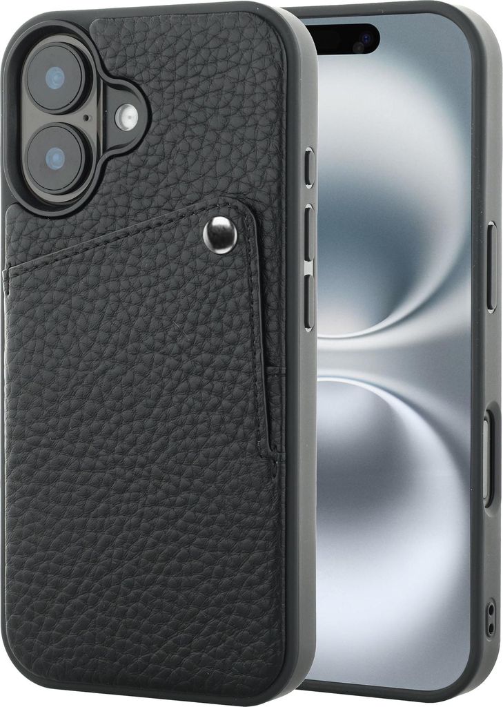 Selencia Riva Back Cover mit Kartenfach iPhone 16 - Schwarz